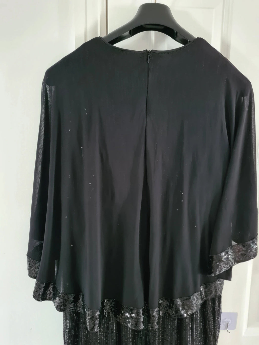Shein curve women contrast sequin cloak sleeve round neck formal maxi long dress black 3XL/18