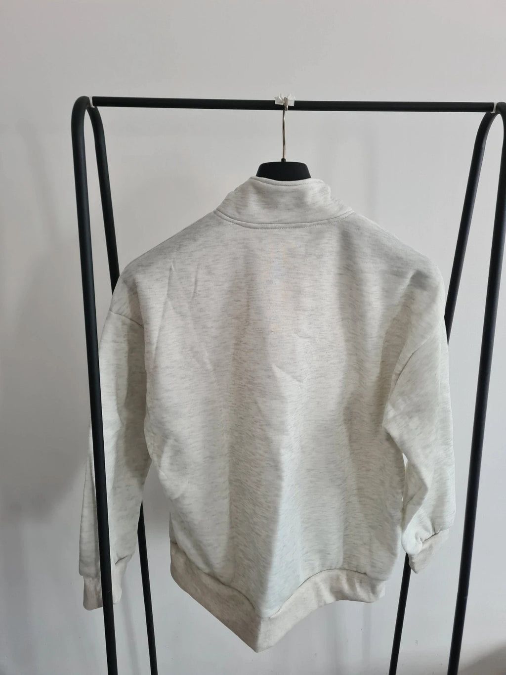 Shein curve women grey heart print 1/4zip drop shoulder stand collar neck pullover casual 4XL/20