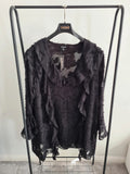 Boohoo women black burnout floral ruffle shift mini dress long sleeve party dress plus size 3XL/18