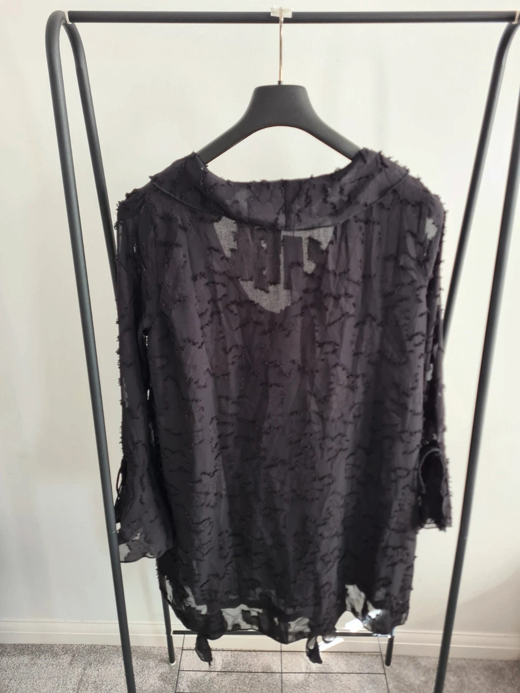 Boohoo women black burnout floral ruffle shift mini dress long sleeve party dress plus size 3XL/18