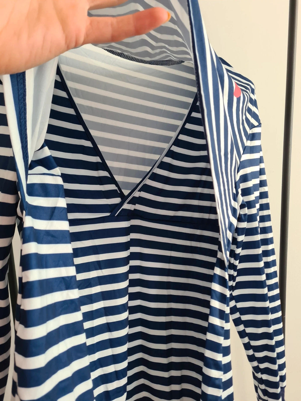 Shein women maternity nursing striped long sleeve top joggers pyjamas set lounge navy/white XL/14