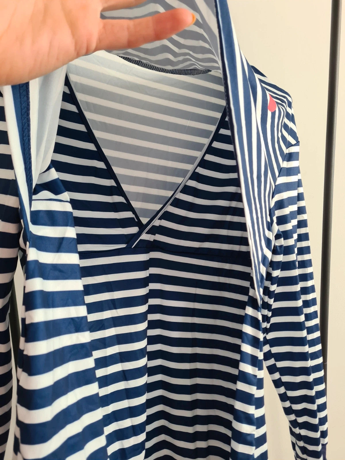Shein women maternity nursing striped long sleeve top joggers pyjamas set lounge navy/white XL/14