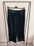 Boden women viscose chiswick velvet trousers glade/green straight wide leg casual pants XL/14P