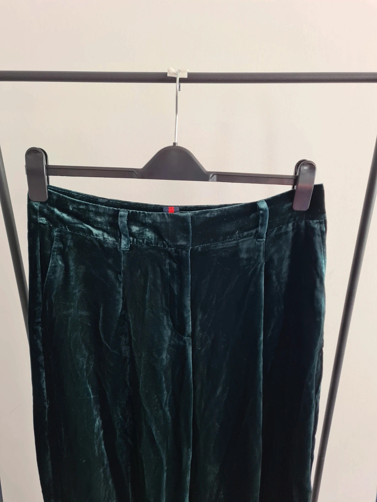 Boden women viscose chiswick velvet trousers glade/green straight wide leg casual pants XL/14P