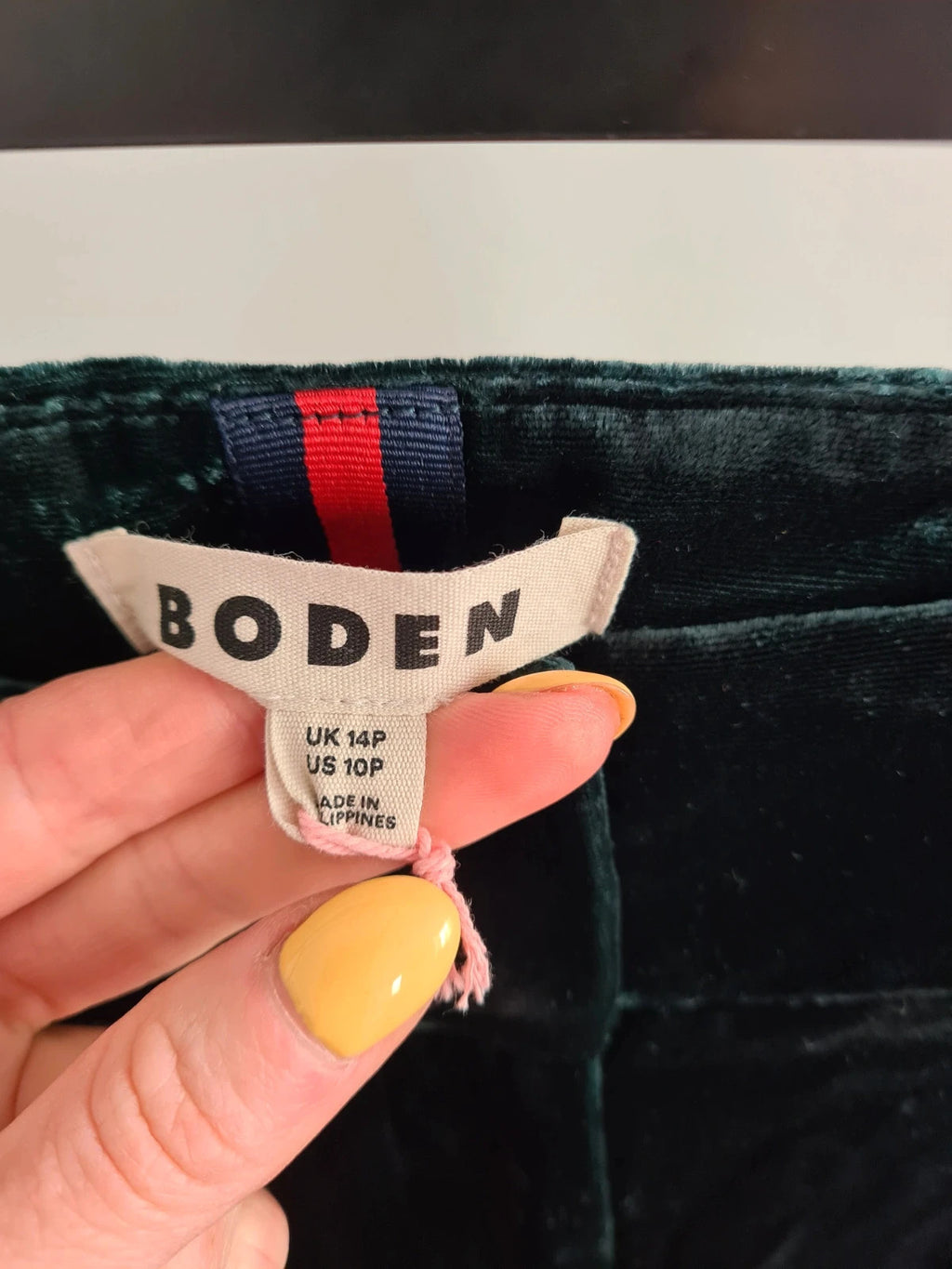 Boden women viscose chiswick velvet trousers glade/green straight wide leg casual pants XL/14P