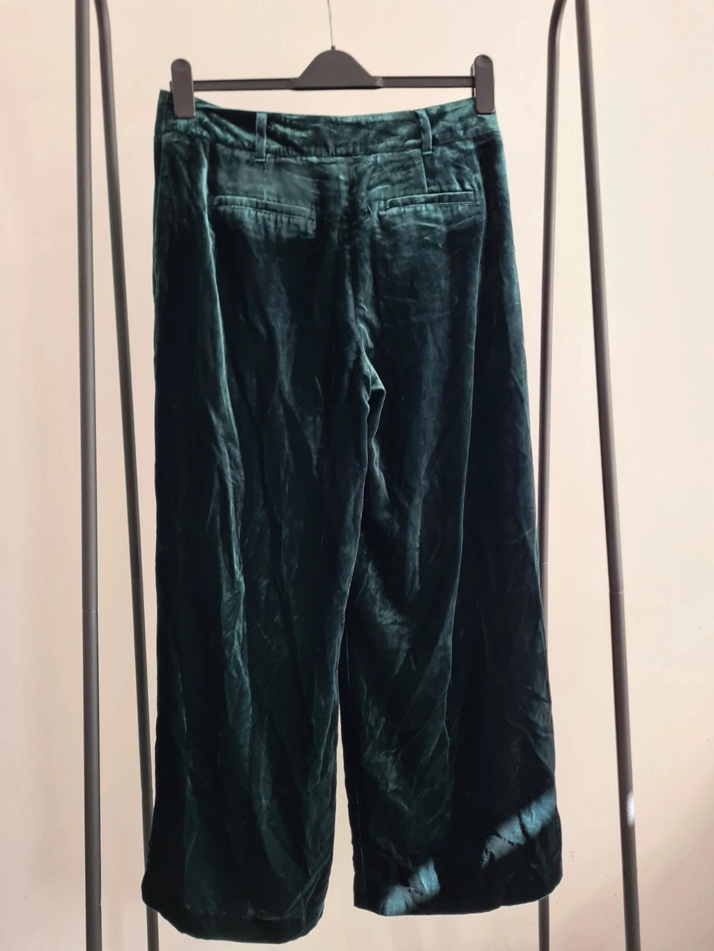 Boden women viscose chiswick velvet trousers glade/green straight wide leg casual pants XL/14P