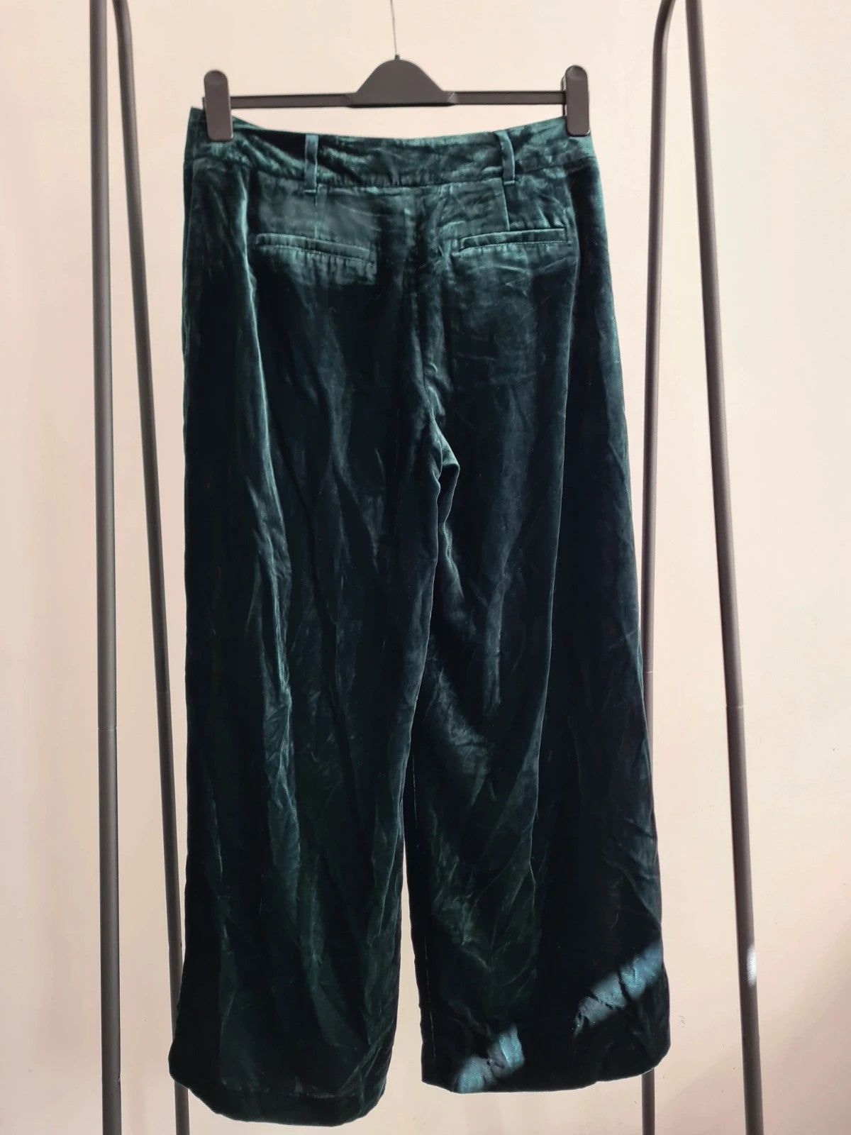 Boden women viscose chiswick velvet trousers glade/green straight wide leg casual pants XL/14P