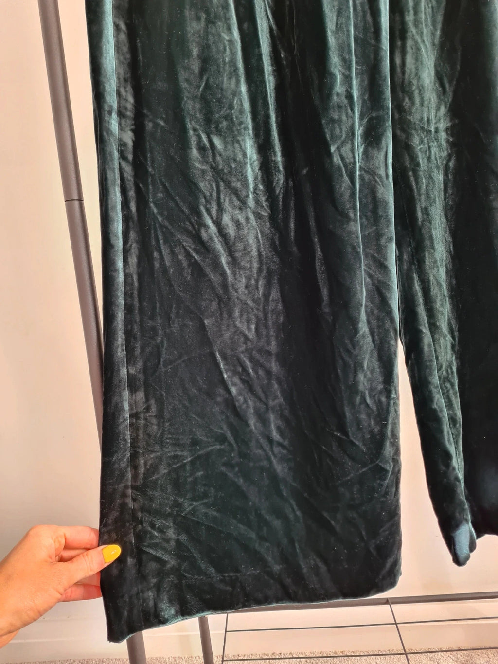 Boden women viscose chiswick velvet trousers glade/green straight wide leg casual pants XL/14P
