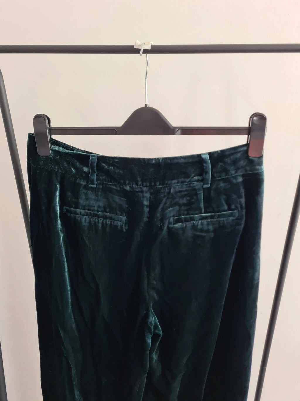 Boden women viscose chiswick velvet trousers glade/green straight wide leg casual pants XL/14P