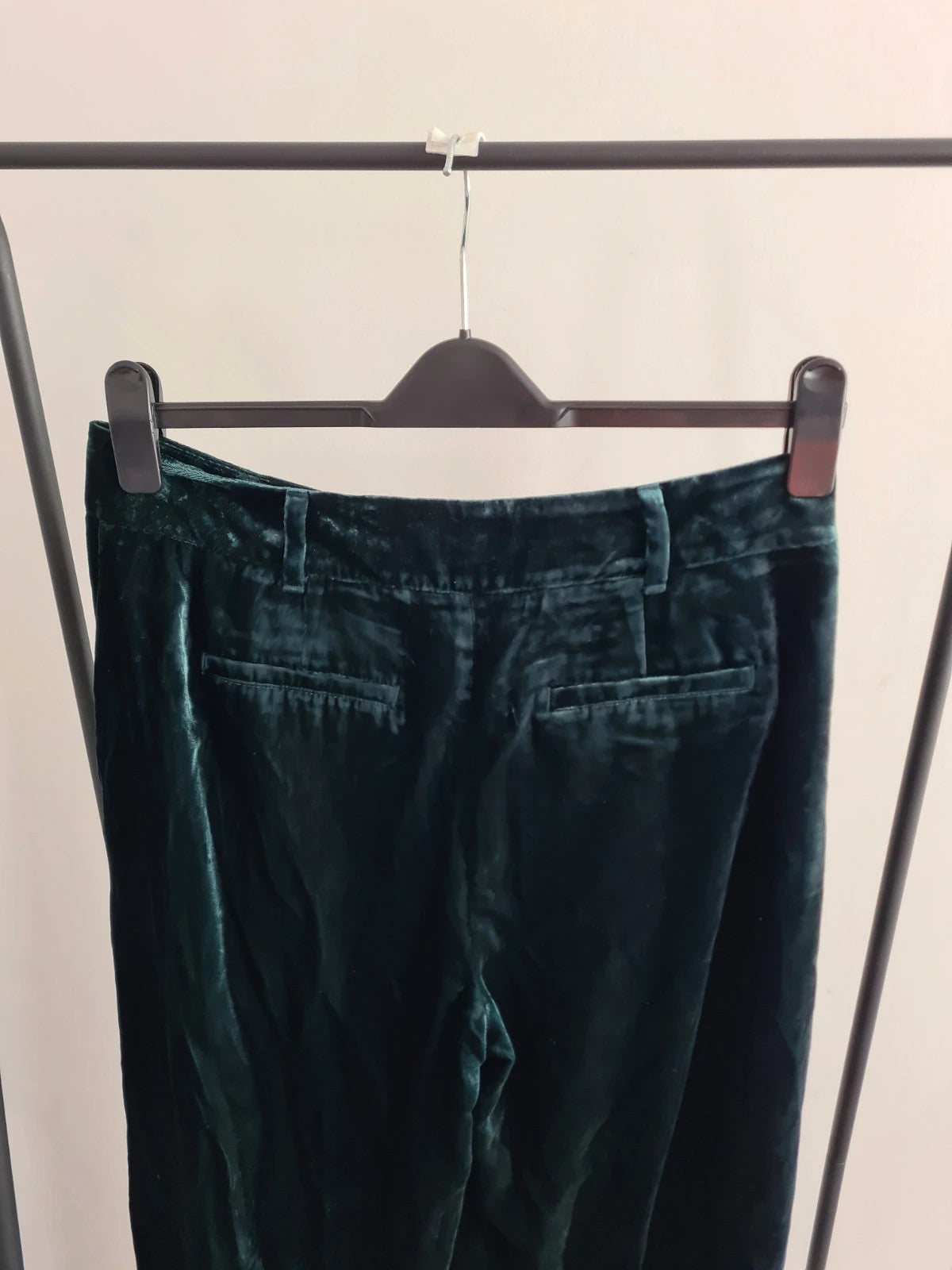 Boden women viscose chiswick velvet trousers glade/green straight wide leg casual pants XL/14P