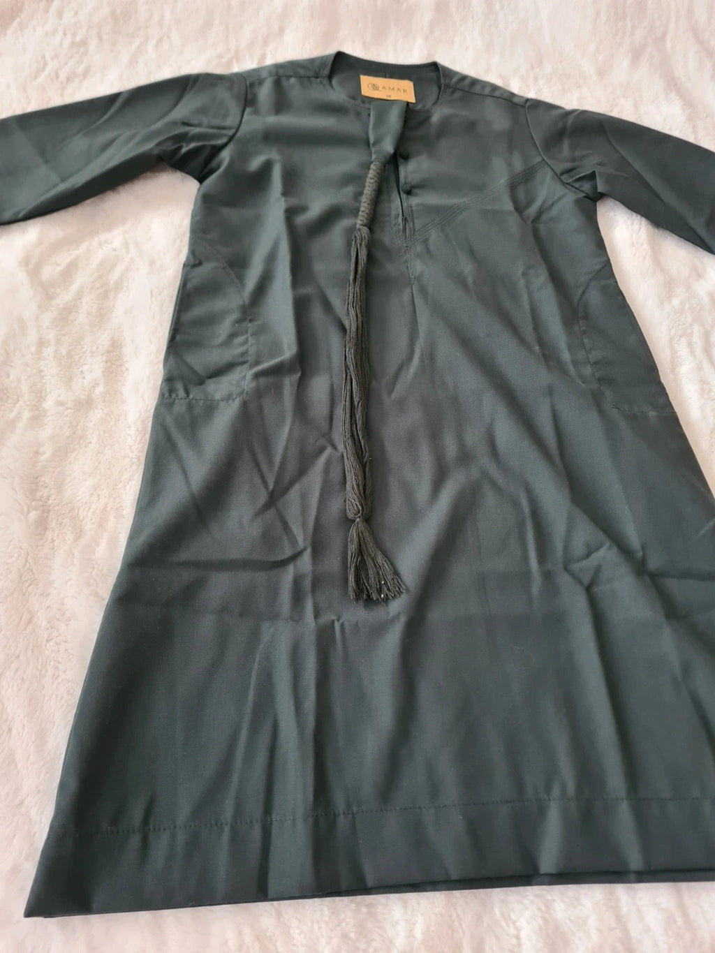 Amar boys Omani tassel thobe jubba islamic dark green timeless formal size 28