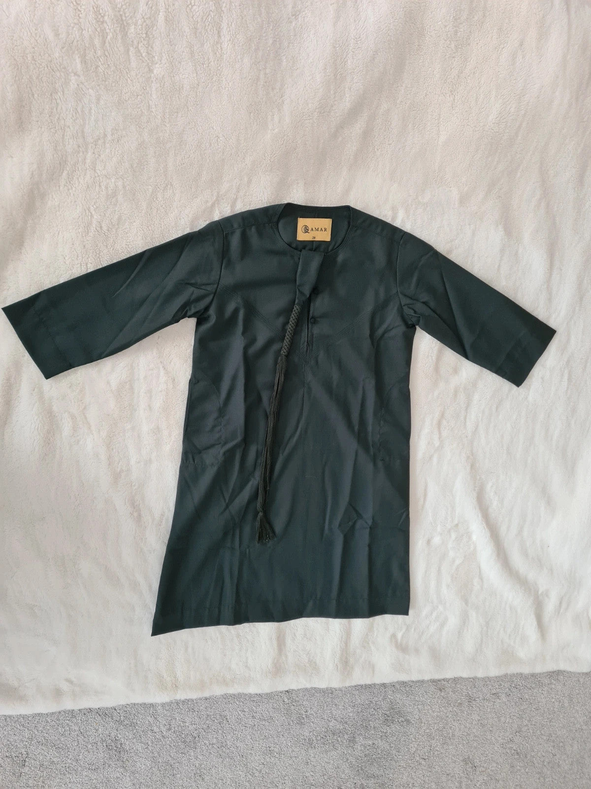 Amar boys Omani tassel thobe jubba islamic dark green timeless formal size 28