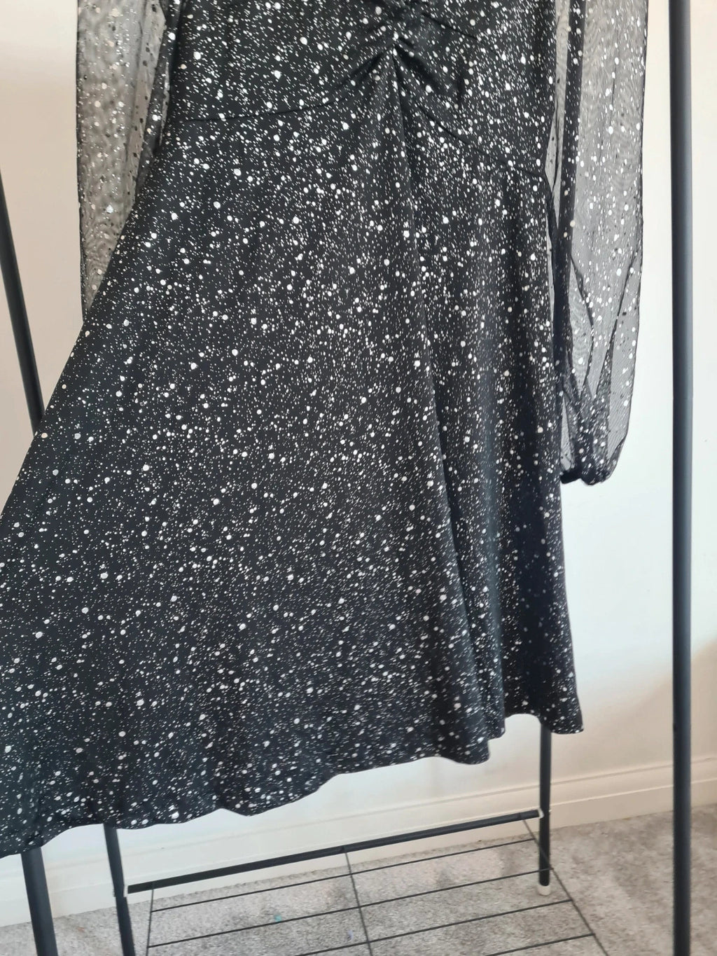 Shein curve women mini black dress long sleeve mesh V-neck sparkle party evening dress 2XL/16