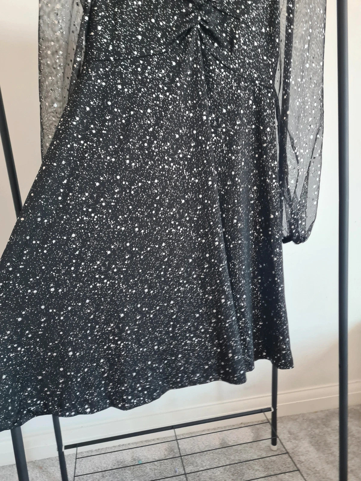 Shein curve women mini black dress long sleeve mesh V-neck sparkle party evening dress 2XL/16