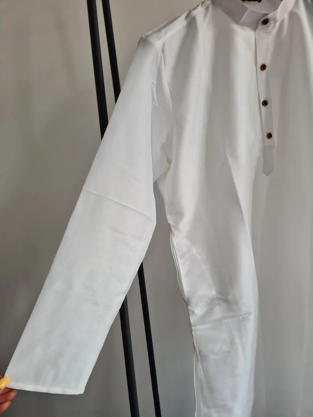EllnaFashion men 3psc satin set Indian Muslim long shirt collar long sleeve pants floral waistcoat L