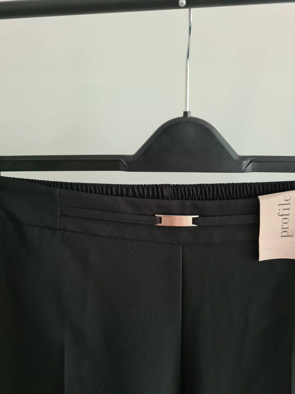 Profile women solid black tailored elasticated back straight leg regular smart fit trousers 2XL/16