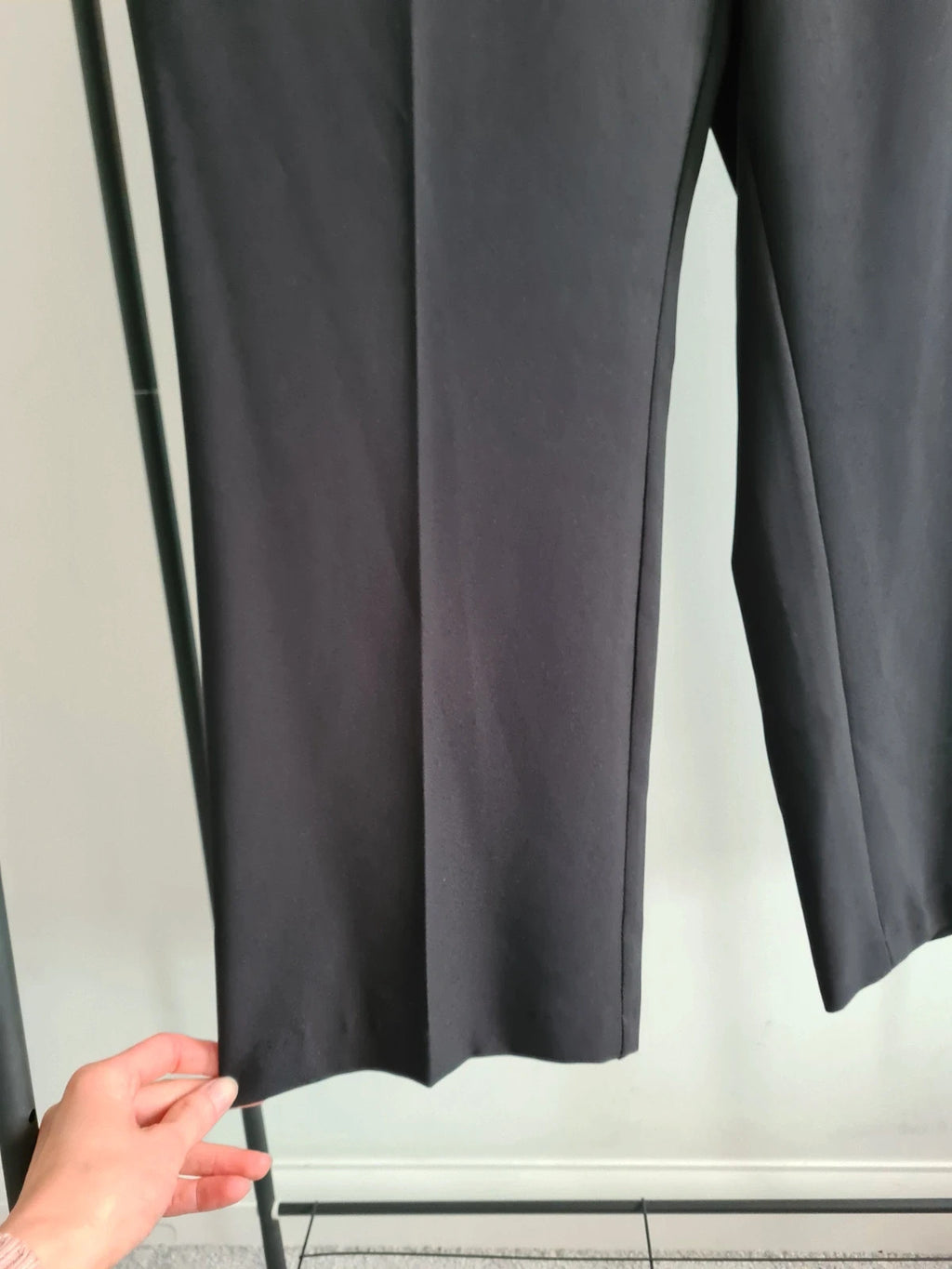 Profile women solid black tailored elasticated back straight leg regular smart fit trousers 2XL/16
