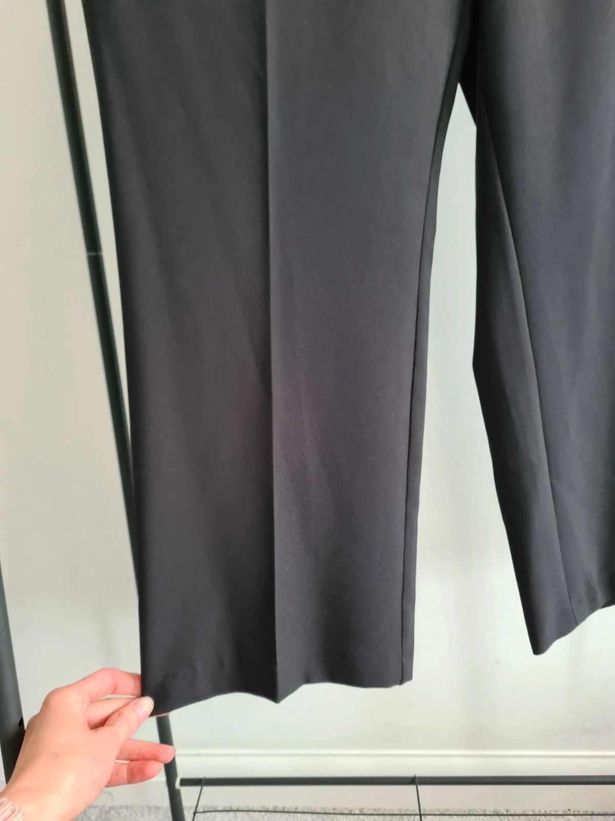 Profile women solid black tailored elasticated back straight leg regular smart fit trousers 2XL/16