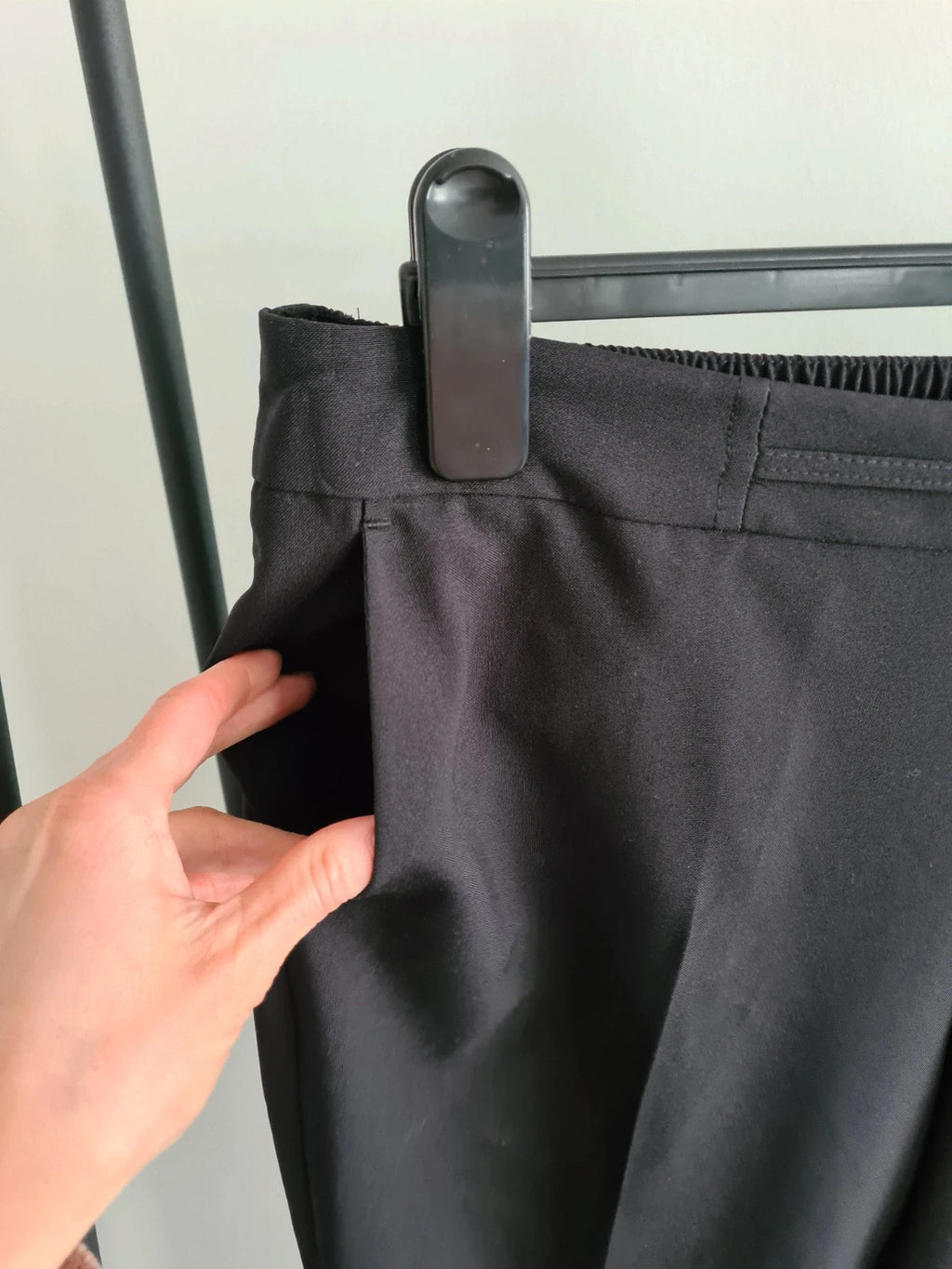 Profile women solid black tailored elasticated back straight leg regular smart fit trousers 2XL/16