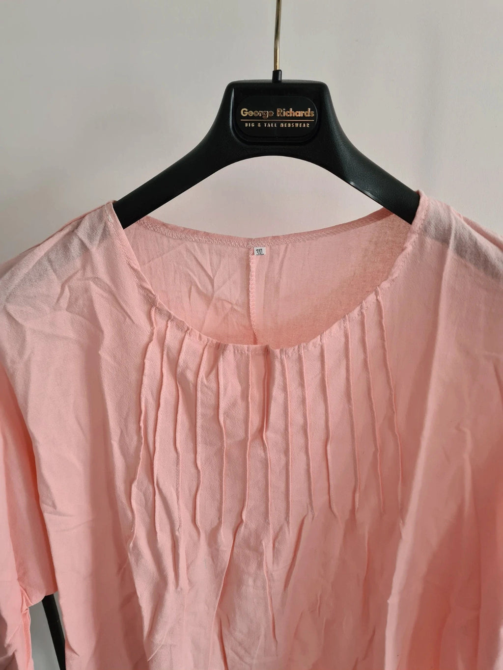 Shein women crew neck top 3/4 sleeve T-shirt rose lightweight casual blouse plus size 3XL/18