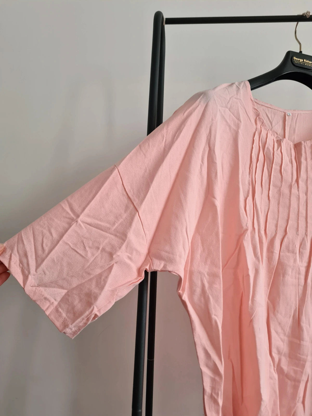 Shein women crew neck top 3/4 sleeve T-shirt rose lightweight casual blouse plus size 3XL/18