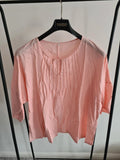 Shein women crew neck top 3/4 sleeve T-shirt rose lightweight casual blouse plus size 3XL/18