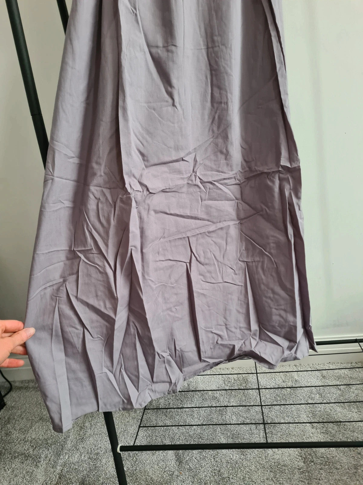 Shein women purple maxi dress short sleeve V-neck pockets flared hem summer beach casual dress S