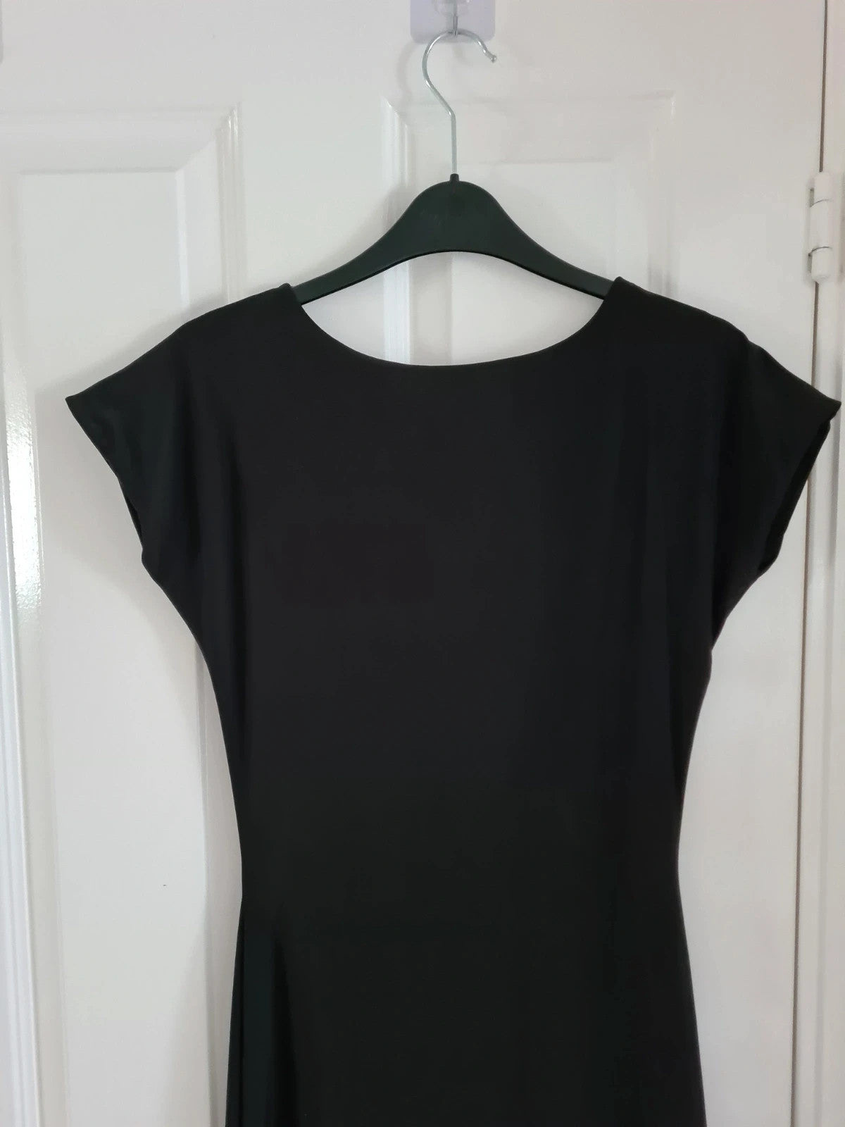 Kaiia women exclusive double layered slinky cap sleeve low back maxi dress bodycon black L/12