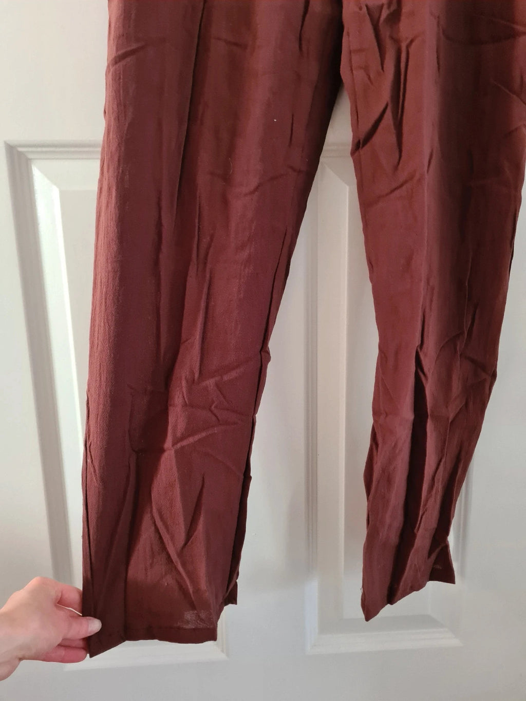 Shein women dungares sleeveless long jumpsuit with pockets straight leg brown casual L