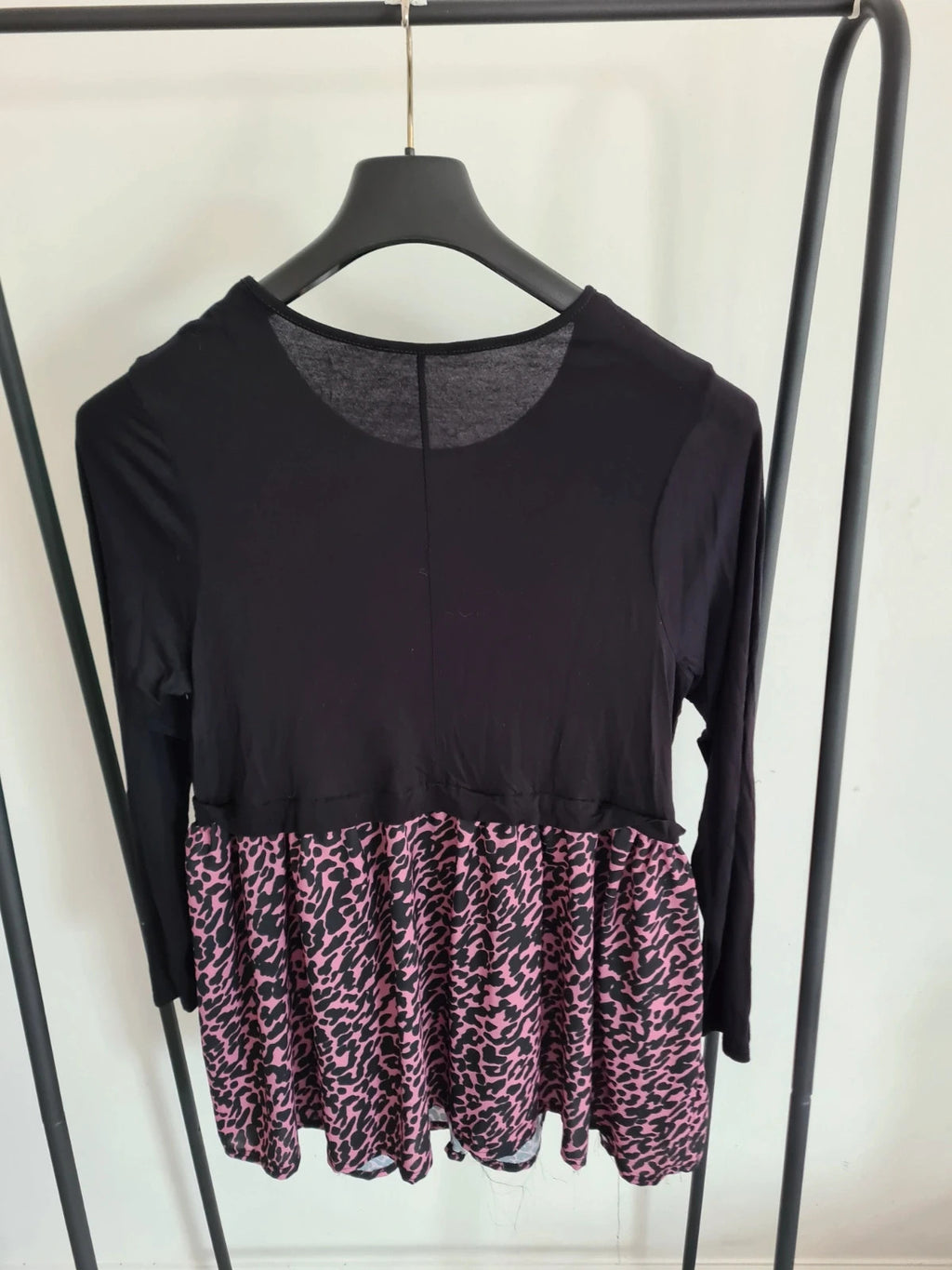 Yours women viscose leopard print bottom long sleeve mini dress casual black/pink plus size 2XL/16