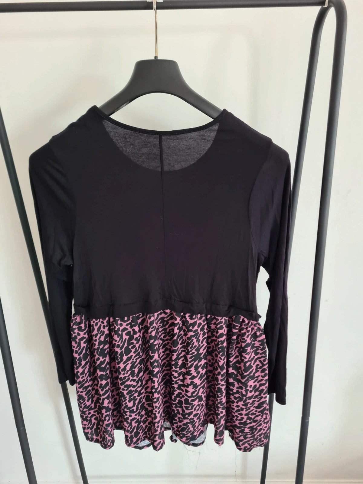 Yours women viscose leopard print bottom long sleeve mini dress casual black/pink plus size 2XL/16