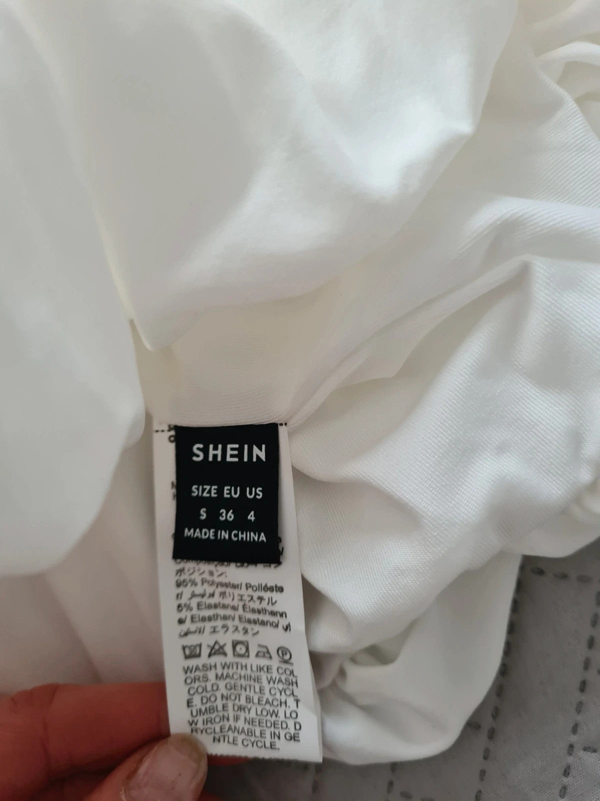 Shein women petite sleeveless tight fitting lantern mini dress ruffle hem square neck white S