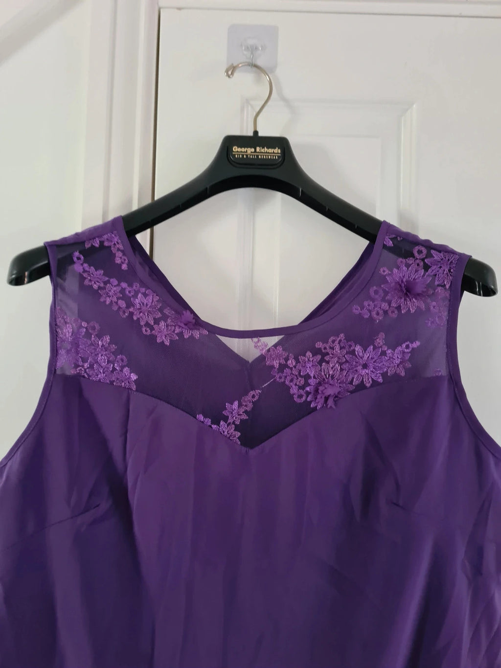 Shein women 3pcs elegant chiffon lace 3/4sleeve cardigan top wide straight leg purple suit 3XL/18