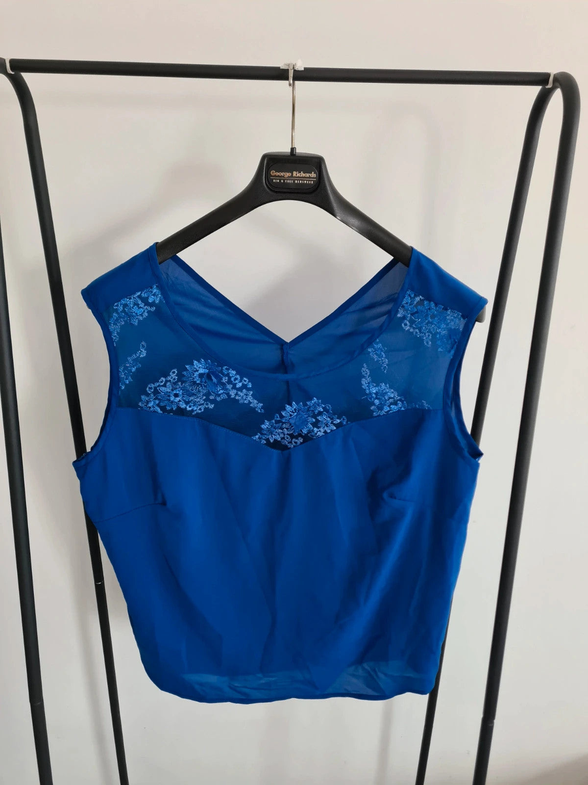Shein women 2pcs solid blue elegant 3/4 sleeve cardigan lace necklace top weeding plus size 4XL/20