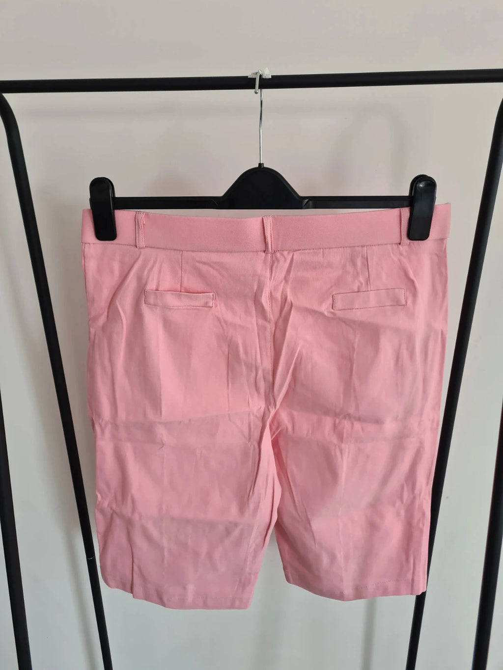 Shein women pink knee length shorts elasticated waistband with pockets stretch casual XL /UK14
