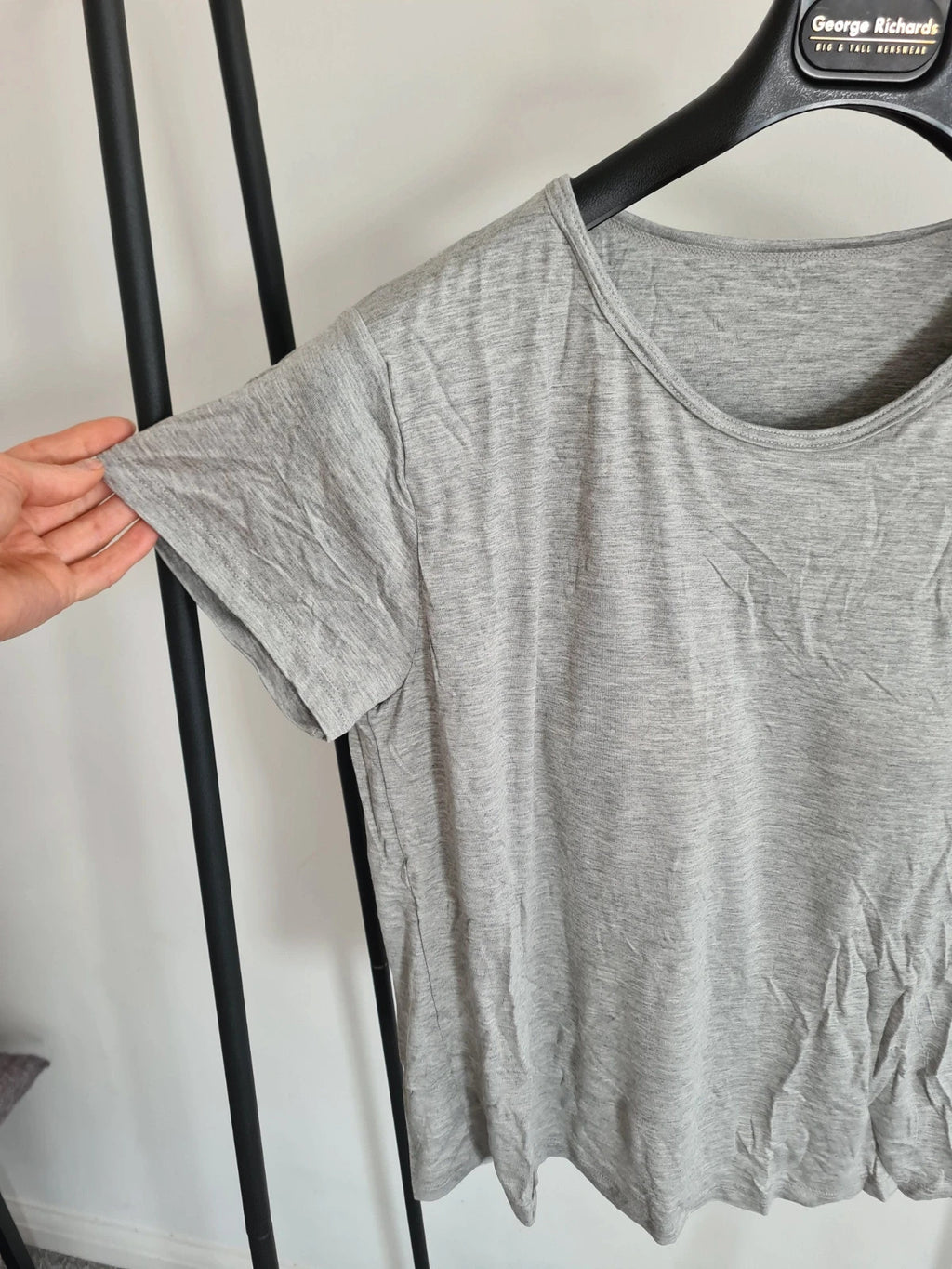 Shein women grey built push up bra padding T-shirt modal stretchy short sleeve sport yoga top 4XL/20