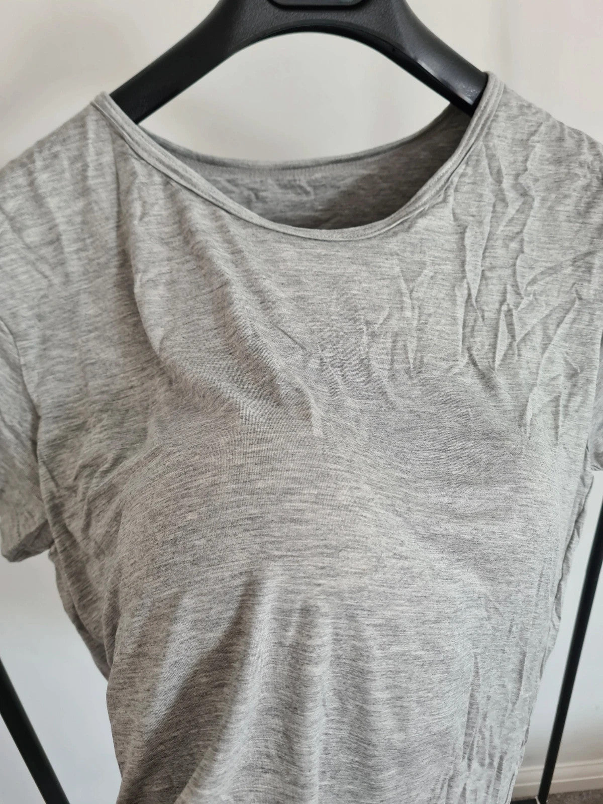Shein women grey built push up bra padding T-shirt modal stretchy short sleeve sport yoga top 4XL/20