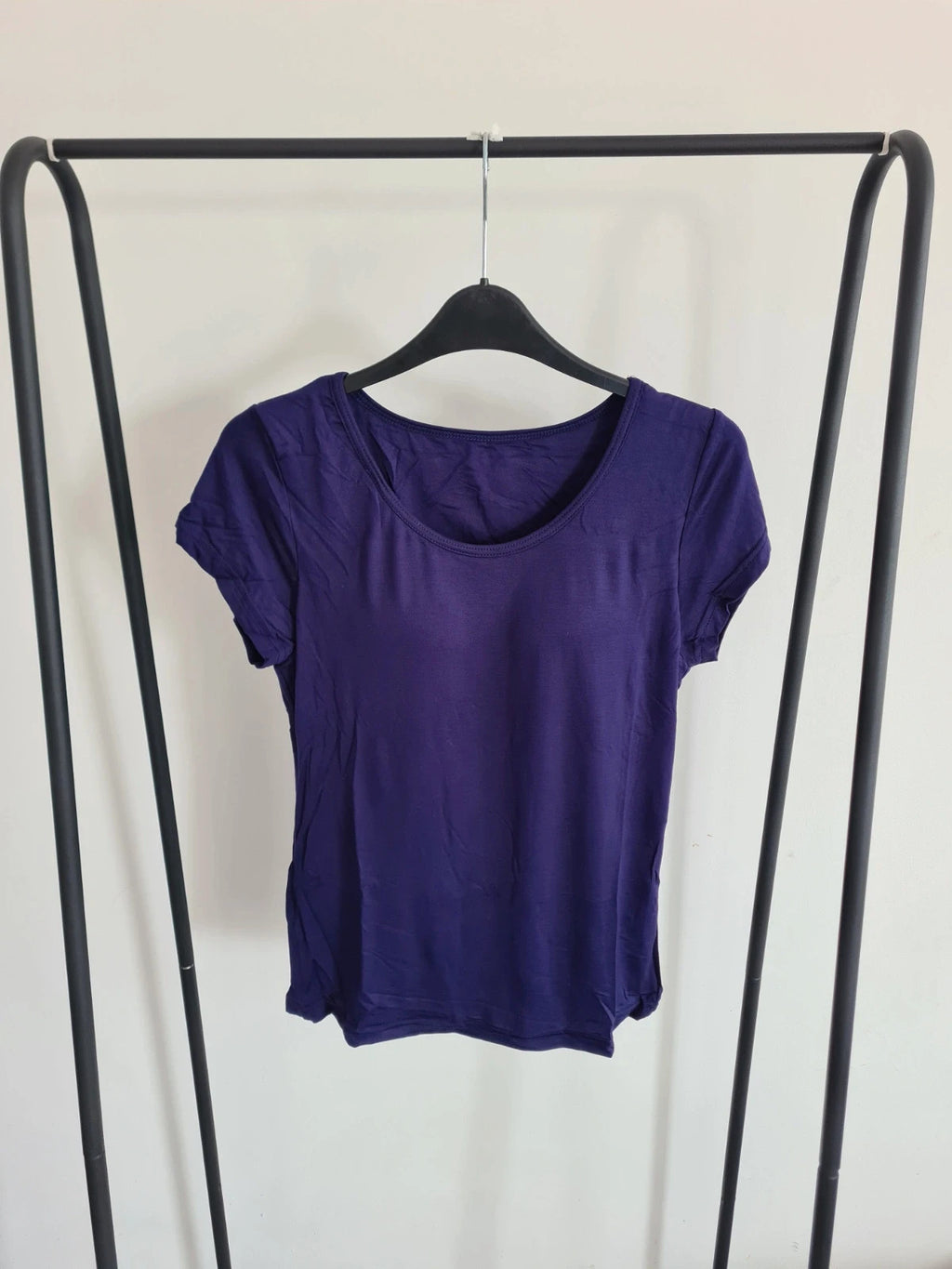 Shein women purple built push up bra padding T-shirt modal stretchy short sleeve top L/XL-12/14