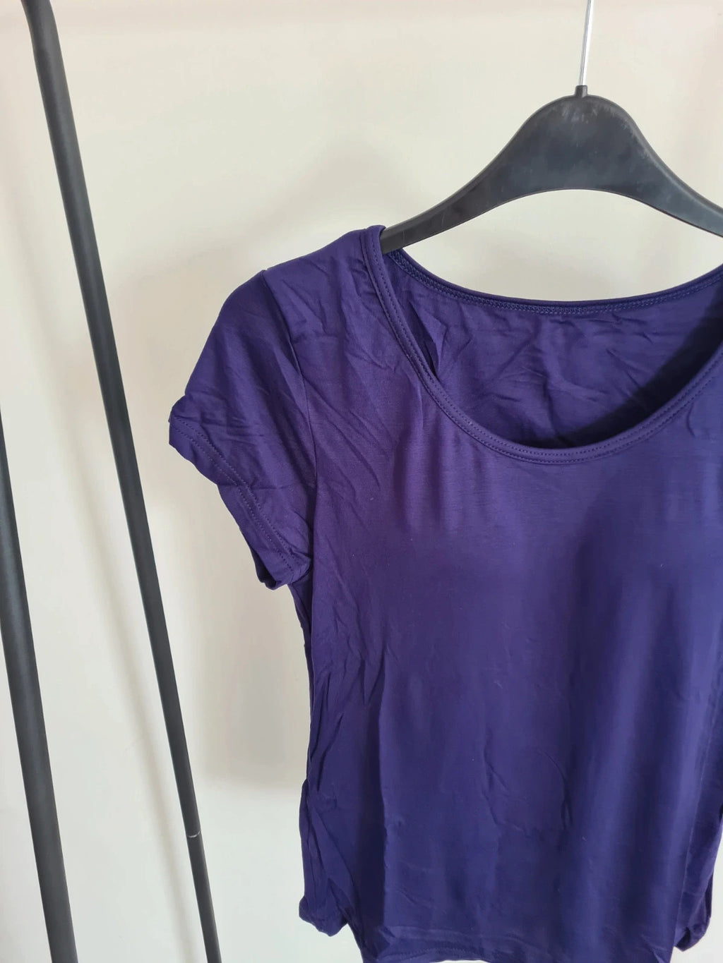 Shein women purple built push up bra padding T-shirt modal stretchy short sleeve top L/XL-12/14