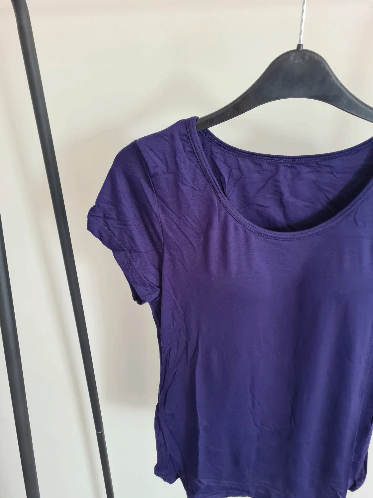 Shein women purple built push up bra padding T-shirt modal stretchy short sleeve top L/XL-12/14