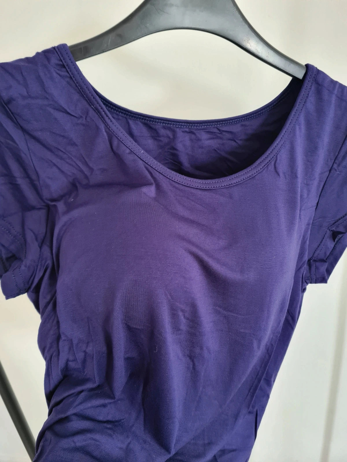 Shein women purple built push up bra padding T-shirt modal stretchy short sleeve top L/XL-12/14