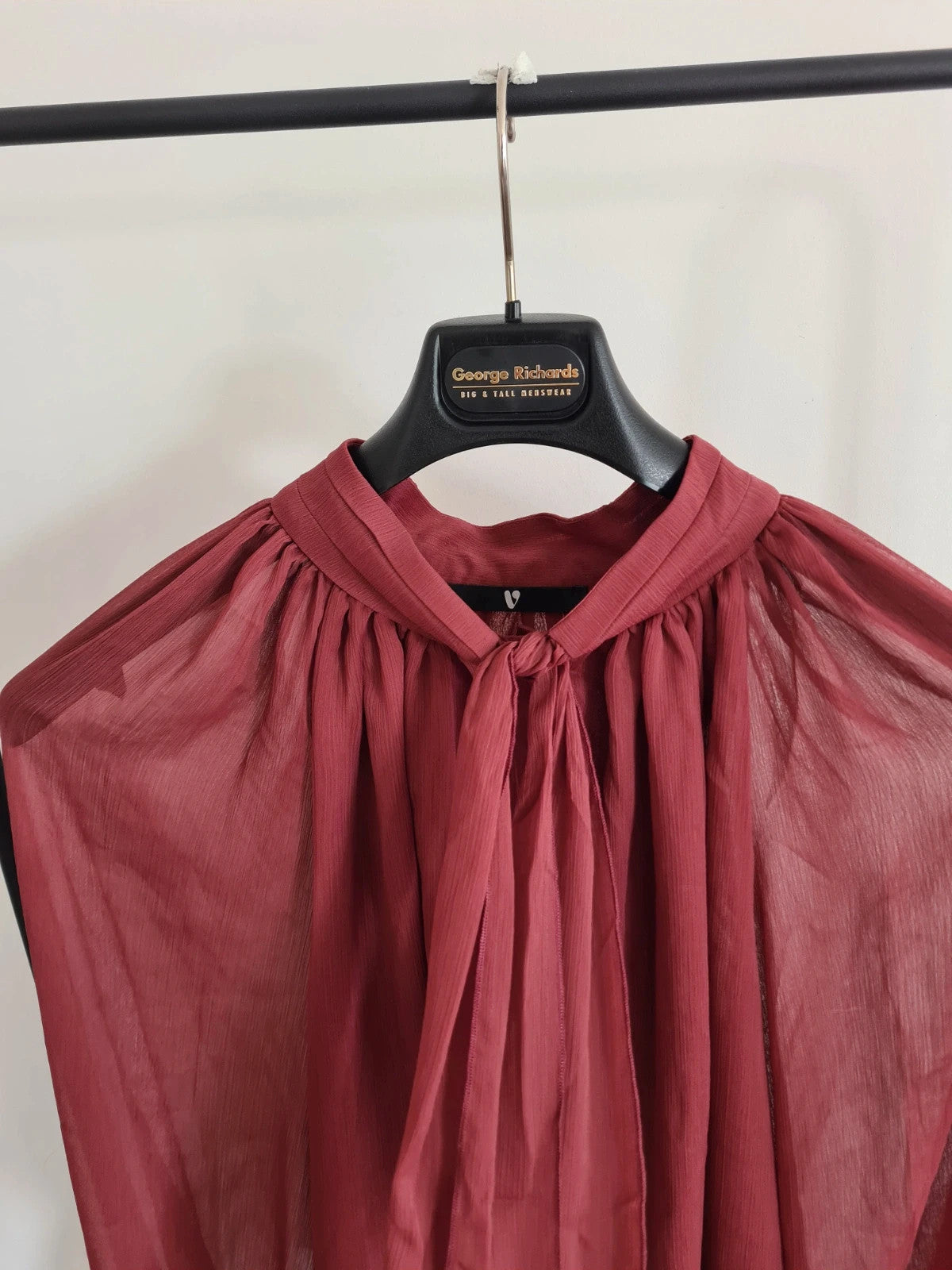 V by Very women tie neck ruffle long sleeve blouse button through formal office XXL/16