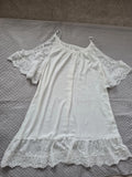 Shein curve women white cold shoulder patchwork floral lace loose fit summer  mini dress 4XL/20