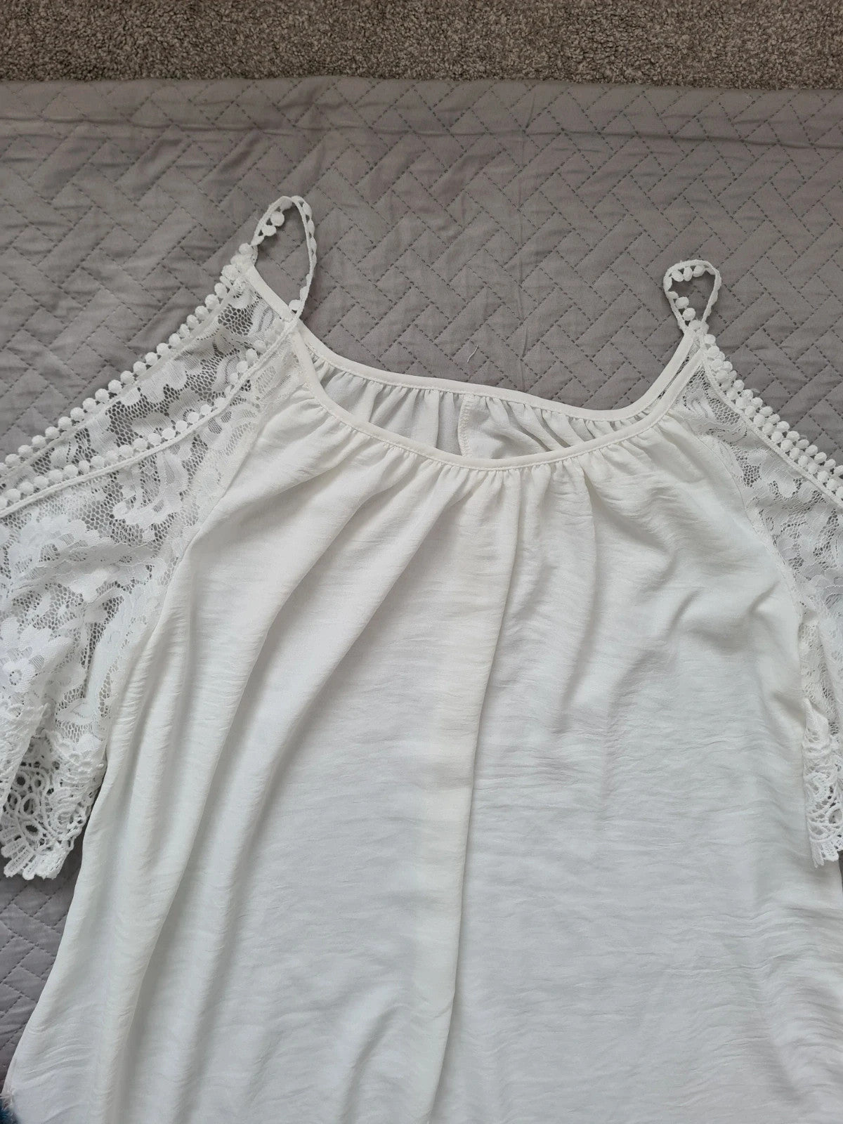 Shein curve women white cold shoulder patchwork floral lace loose fit summer  mini dress 4XL/20