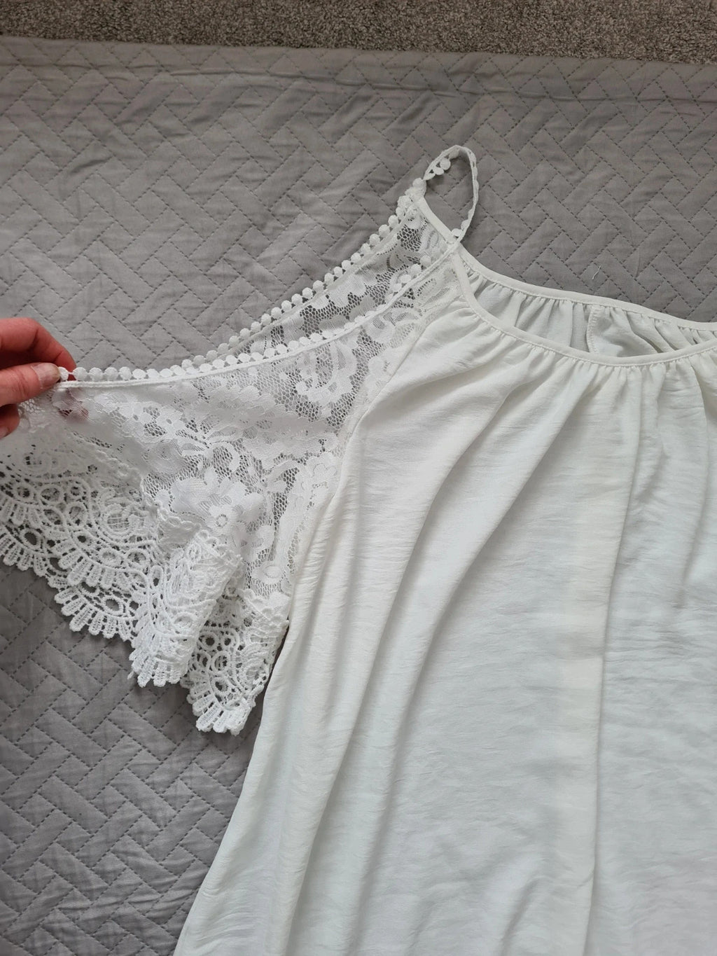 Shein curve women white cold shoulder patchwork floral lace loose fit summer  mini dress 4XL/20