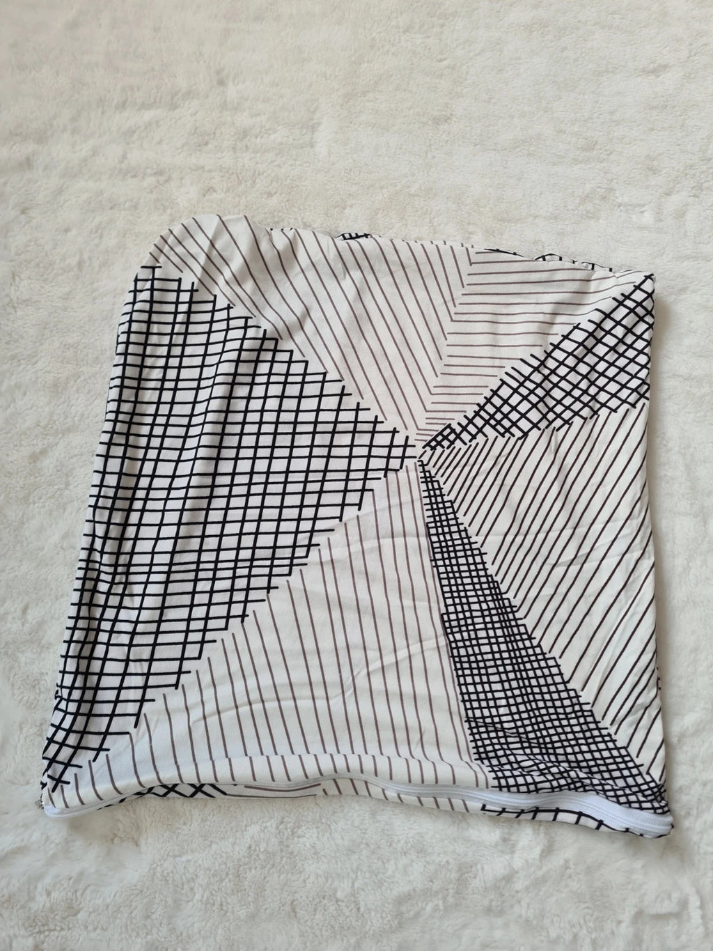 Sofa cover elastic for double seats white black striped stretch 145-185cm