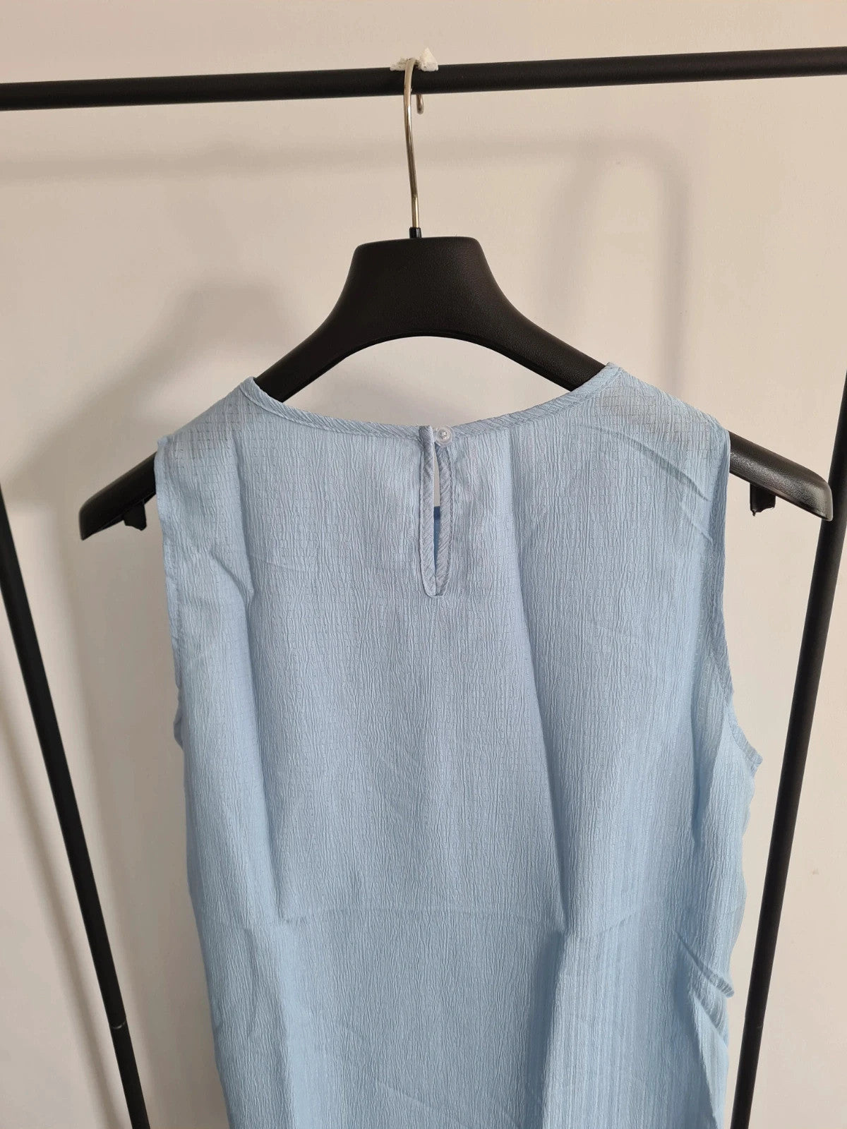 Shein women light blue mini dress frill hem sleeveless summer beach casual outfit XL/14