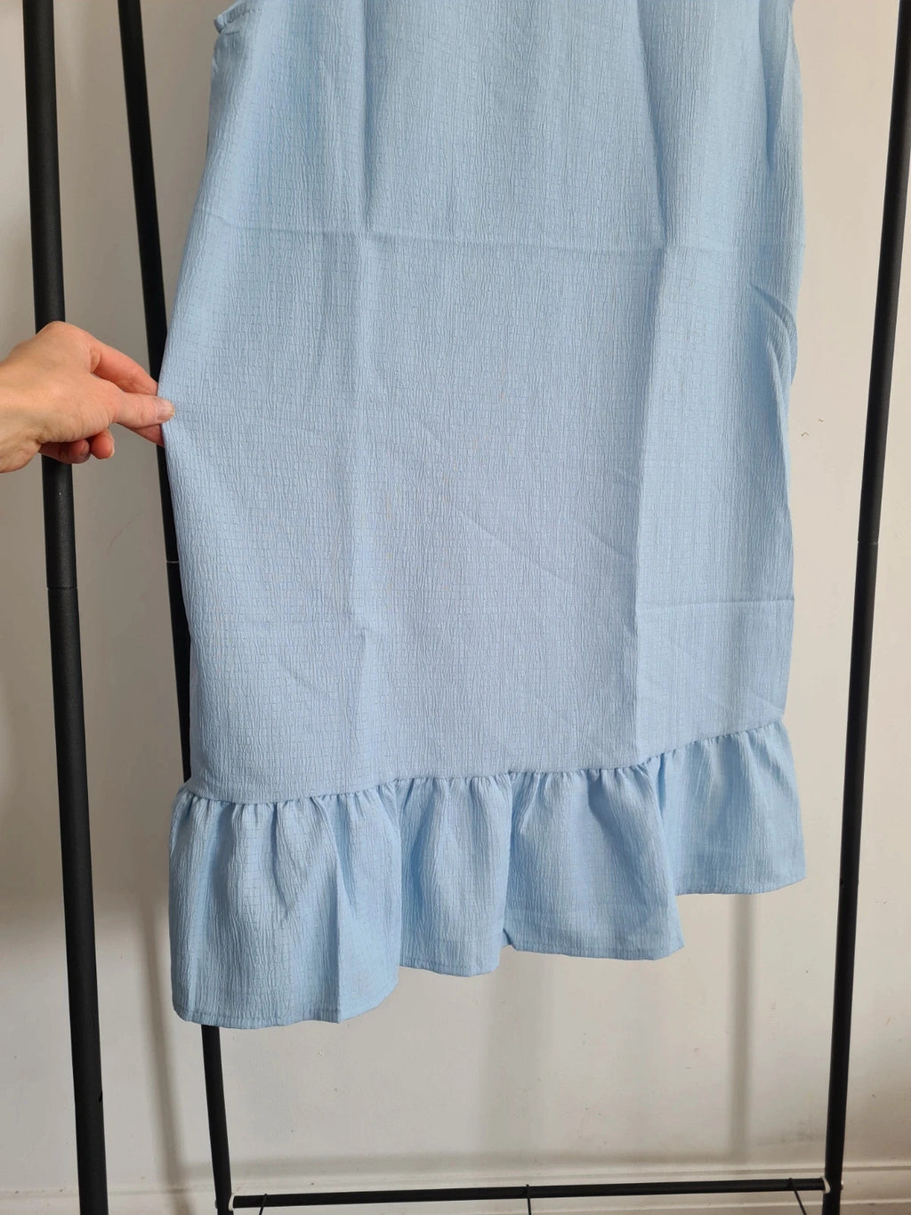 Shein women light blue mini dress frill hem sleeveless summer beach casual outfit XL/14