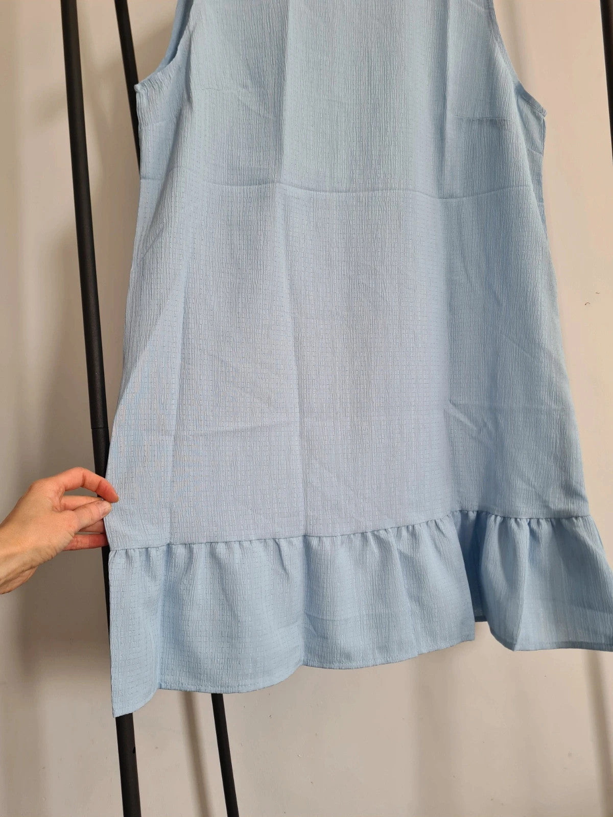 Shein women light blue mini dress frill hem sleeveless summer beach casual outfit XL/14