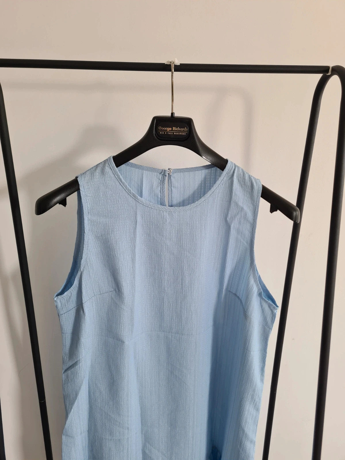 Shein women light blue mini dress frill hem sleeveless summer beach casual outfit XL/14